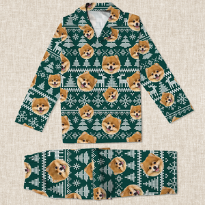 GeckoCustom Upload Dog Photo Christmas Matching Collared Pajamas N304 889868