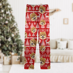 GeckoCustom Upload Dog Photo Christmas Matching Collared Pajamas N304 889868 For Kid / Only Pants / 3XS