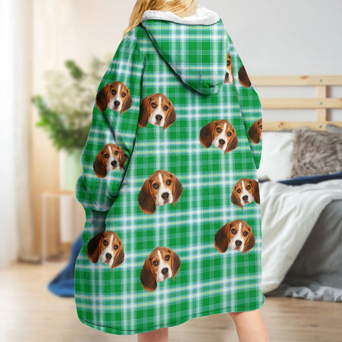 GeckoCustom Upload Dog Photo With Pattern Hoodie Blanket N304 889354