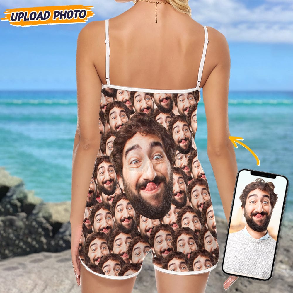 GeckoCustom Upload Face Photo Sleeveless Romper N304 889130