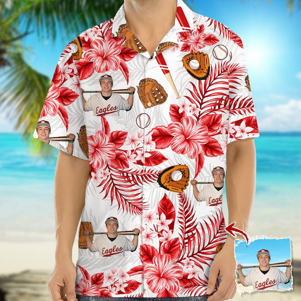 Upload Photo Baseball Hawaiian Shirt, N304 888426 — GeckoCustom