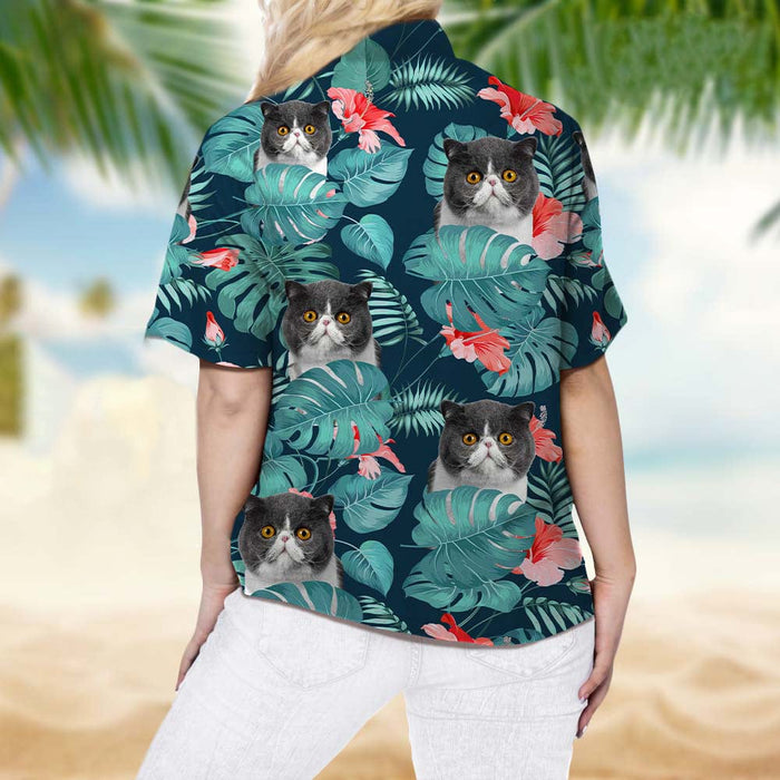 GeckoCustom Upload Photo Cat Woman's Hawaiian Shirt, N304 888325