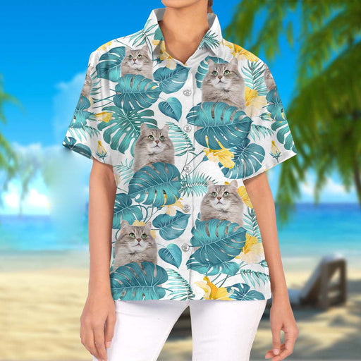 GeckoCustom Upload Photo Cat Woman's Hawaiian Shirt, N304 888325
