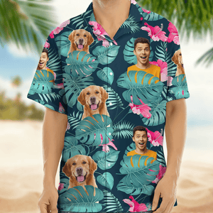 GeckoCustom Upload Photo Dog And Face Hawaiian Shirt, TA29 888379