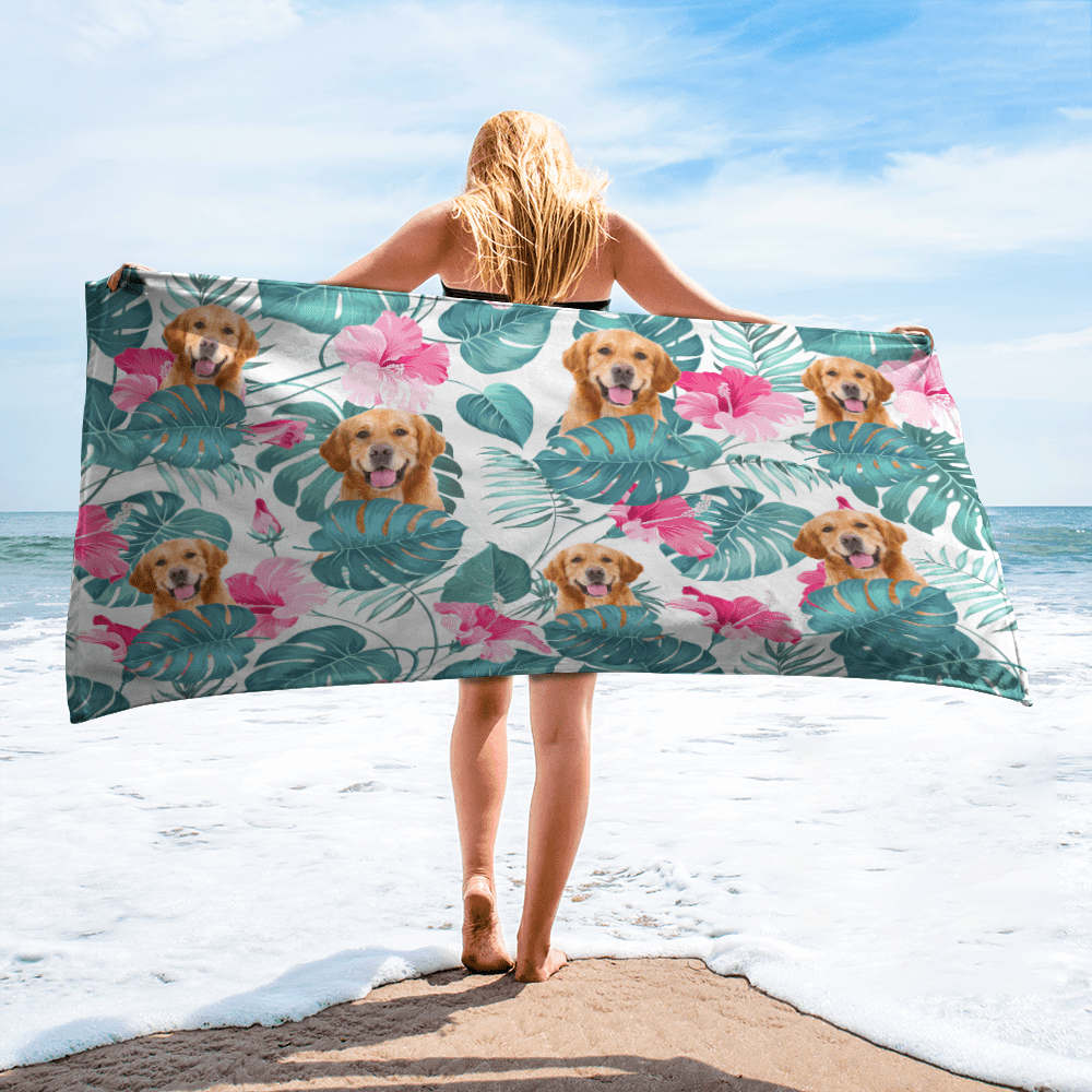 GeckoCustom Upload Photo Dog  Beach Towel K228 888429 30"x60"