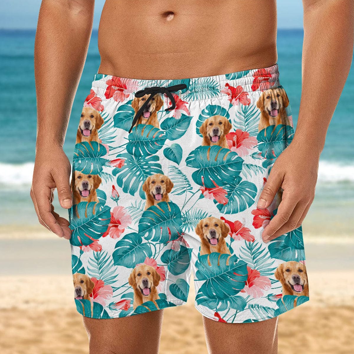 GeckoCustom Upload Photo Dog Men's Beach Short K228 888378