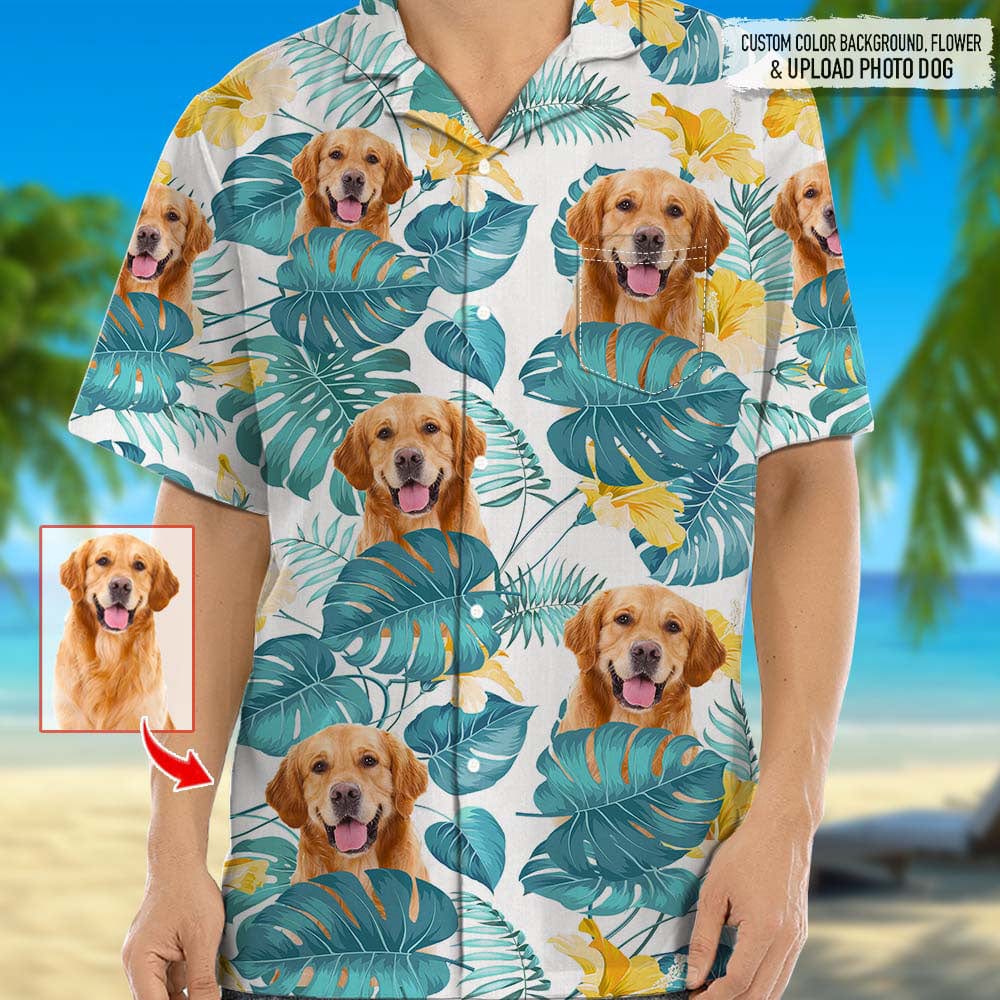 Upload Photo Dog Men's Hawaiian Shirt K228 888280 - GeckoCustom