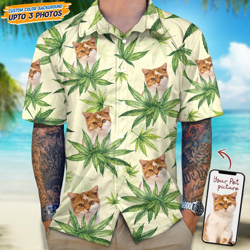 GeckoCustom Upload Photo I Like Cats And Weed Hawaii Shirt N304 889284