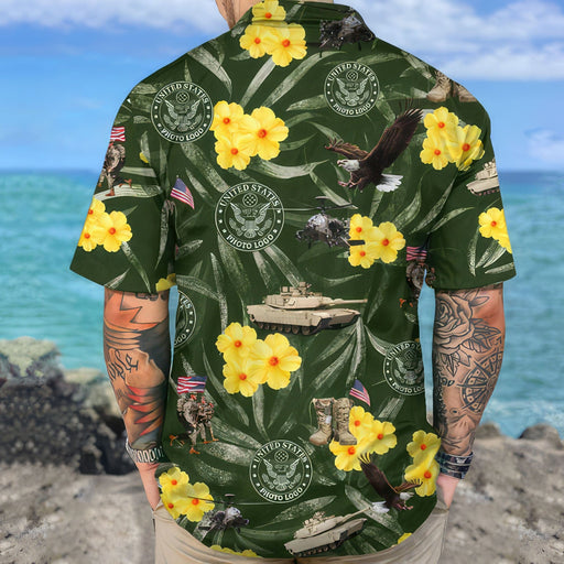 GeckoCustom Upload Photo logo Hawaiian Shirt, US Military N369 369963
