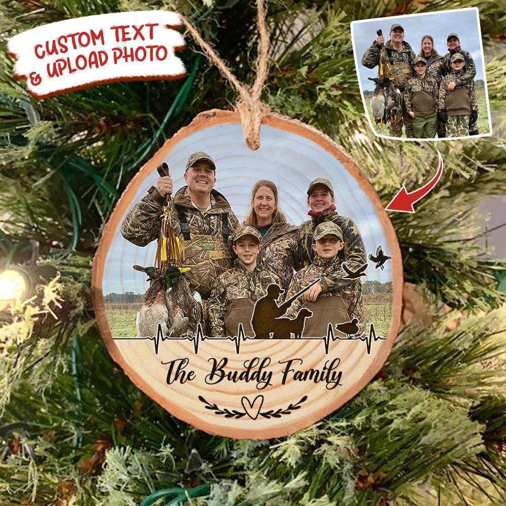 GeckoCustom Upload photo Ormanet For Duck Hunter, Christmas Wood Slice Ornament, HN590 ONE SIDE / 3.2 - 3.5 in / 1 Piece