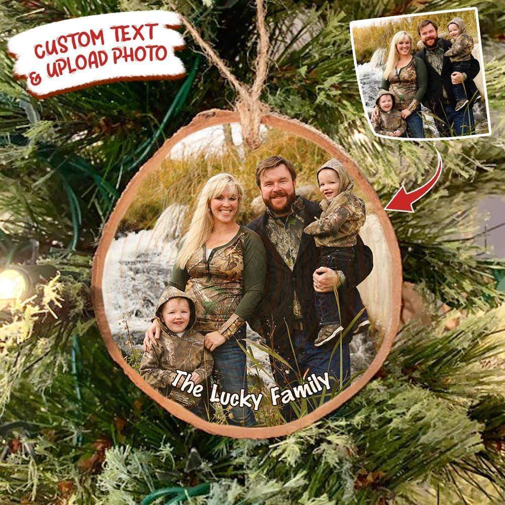 GeckoCustom Upload photo Ornament Camping Ornament Christmas Wood Slice Ornament, HN590