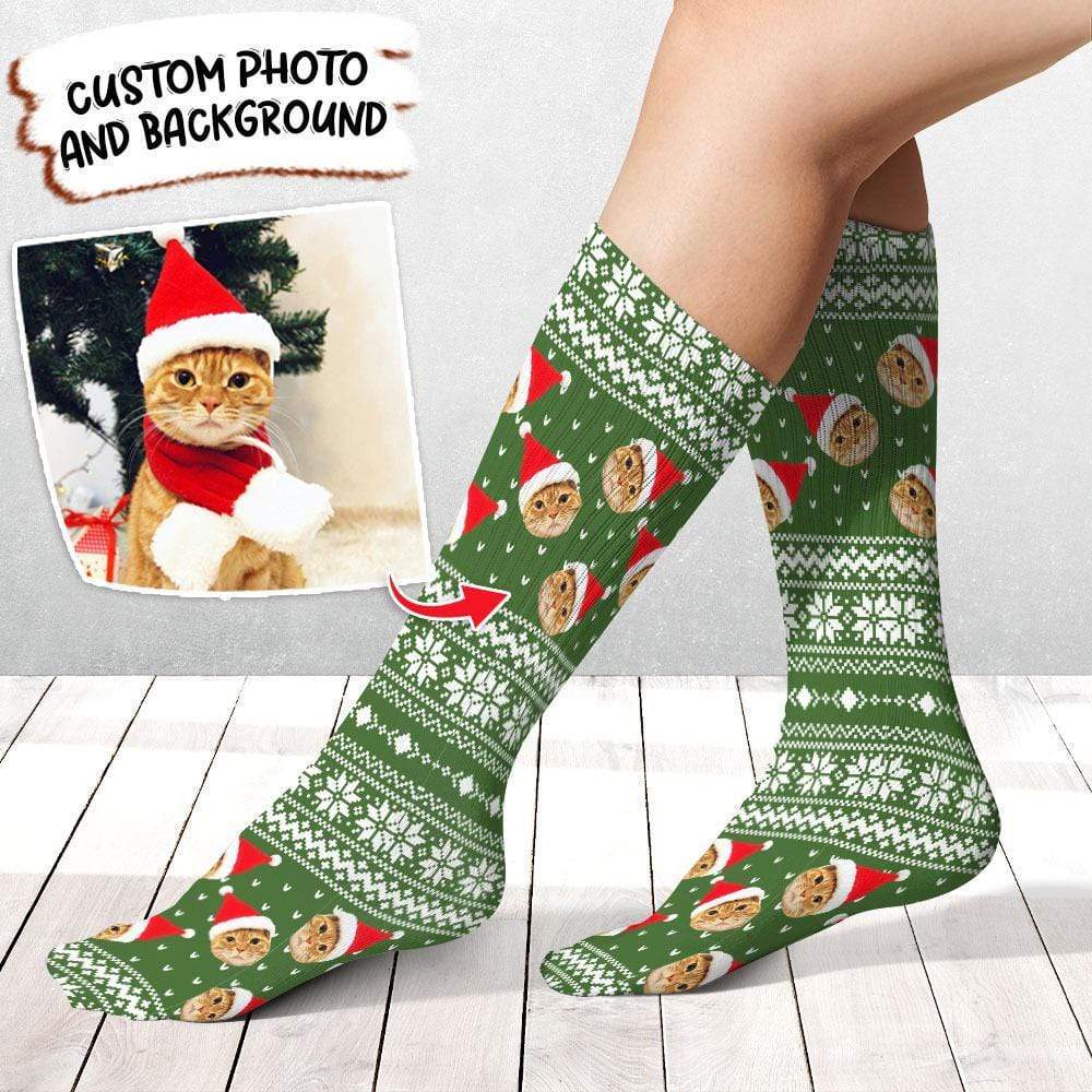 GeckoCustom Upload Photo Ugly Pattern Dog Cat Socks HN590