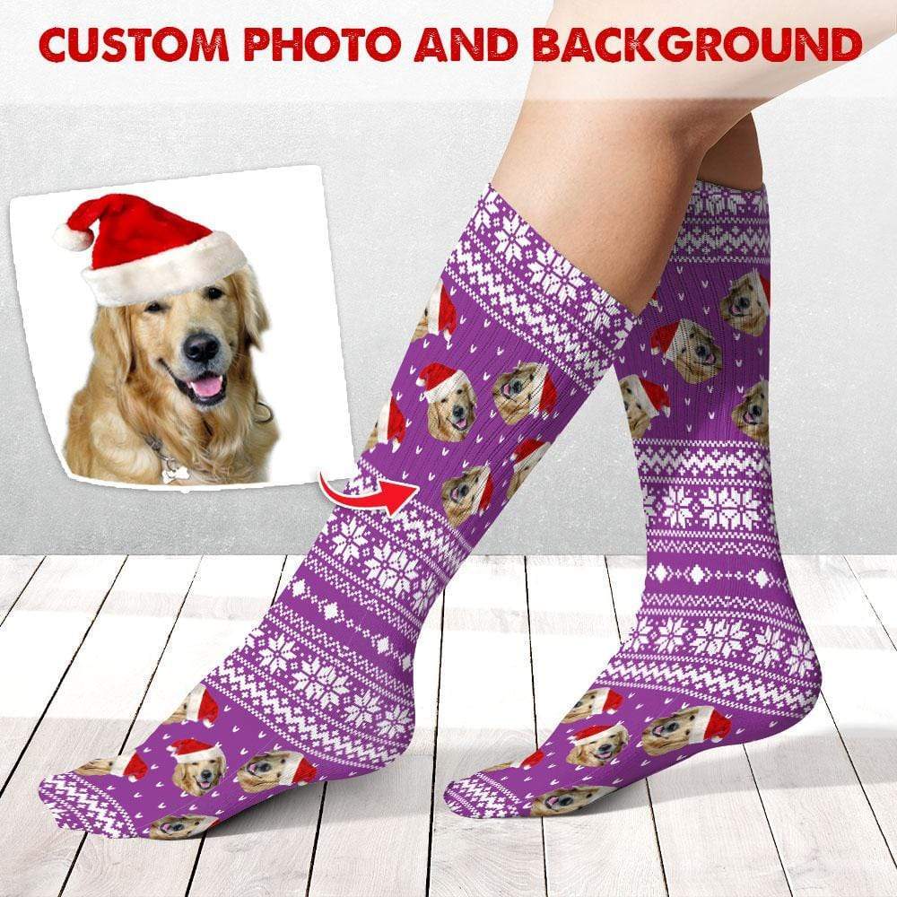 GeckoCustom Upload Photo Ugly Pattern Dog Cat Socks HN590