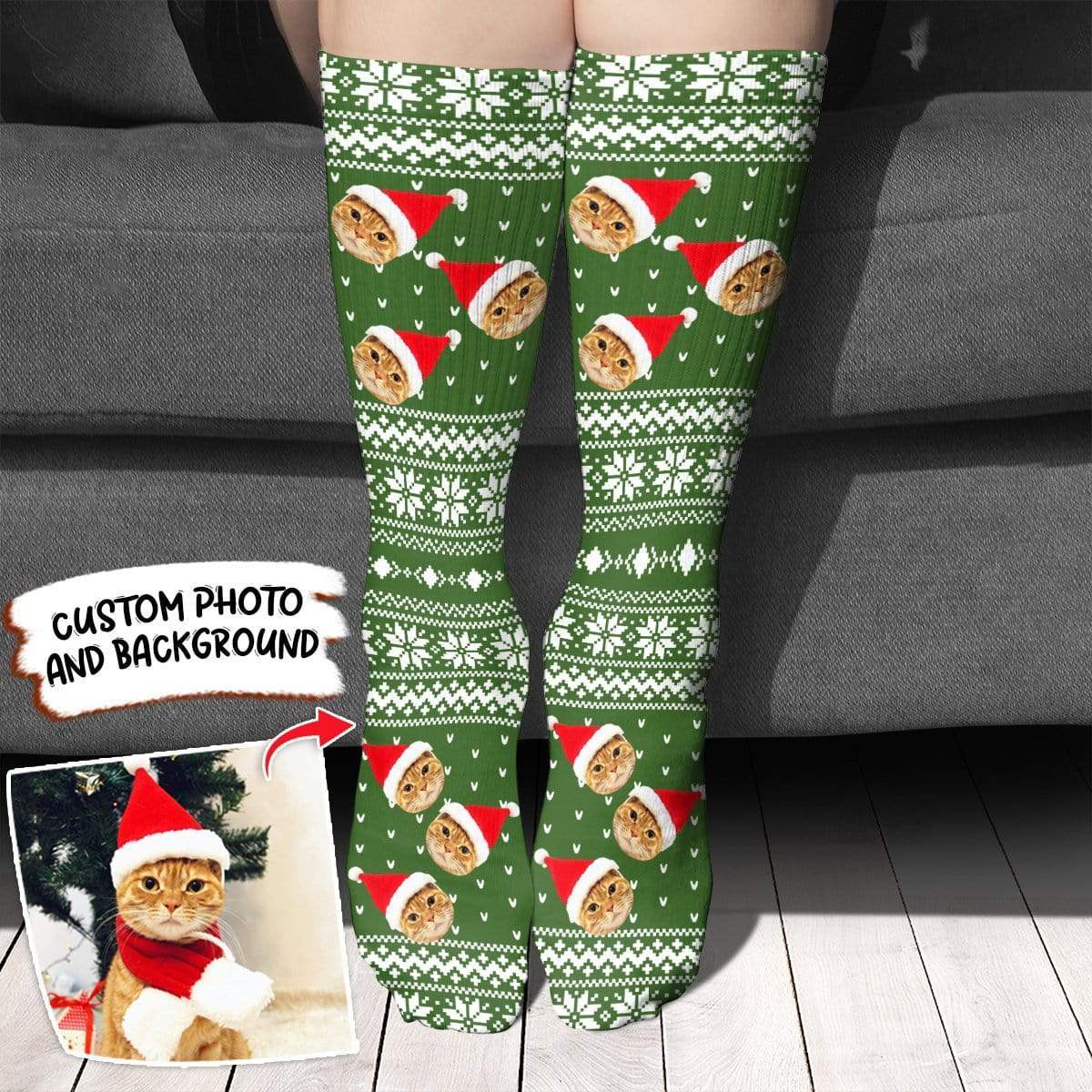 GeckoCustom Upload Photo Ugly Pattern Dog Cat Socks HN590