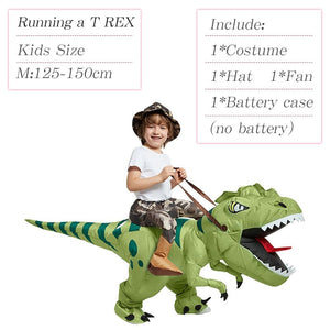 GeckoCustom Velociraptor T REX Mascot Inflatable Costume For Kids Anime Halloween Costumes Dinosaur Birthday Gift For Party Cosplay Blow Up Riding a Trex Kids M