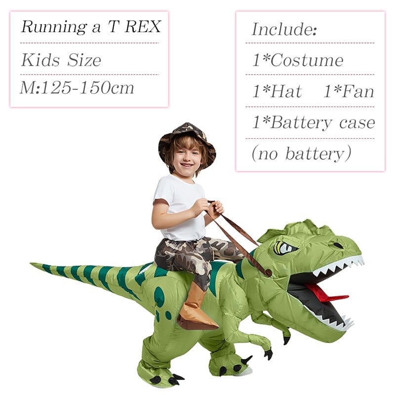 GeckoCustom Velociraptor T REX Mascot Inflatable Costume For Kids Anime Halloween Costumes Dinosaur Birthday Gift For Party Cosplay Blow Up Riding a Trex Kids M
