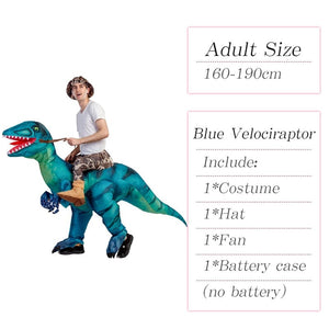 GeckoCustom Velociraptor T REX Mascot Inflatable Costume For Kids Anime Halloween Costumes Dinosaur Birthday Gift For Party Cosplay Blow Up Blue Adult