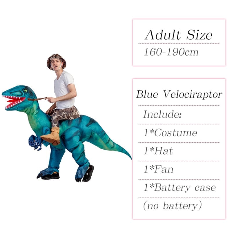 GeckoCustom Velociraptor T REX Mascot Inflatable Costume For Kids Anime Halloween Costumes Dinosaur Birthday Gift For Party Cosplay Blow Up Blue Adult