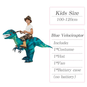 GeckoCustom Velociraptor T REX Mascot Inflatable Costume For Kids Anime Halloween Costumes Dinosaur Birthday Gift For Party Cosplay Blow Up Blue Kids S