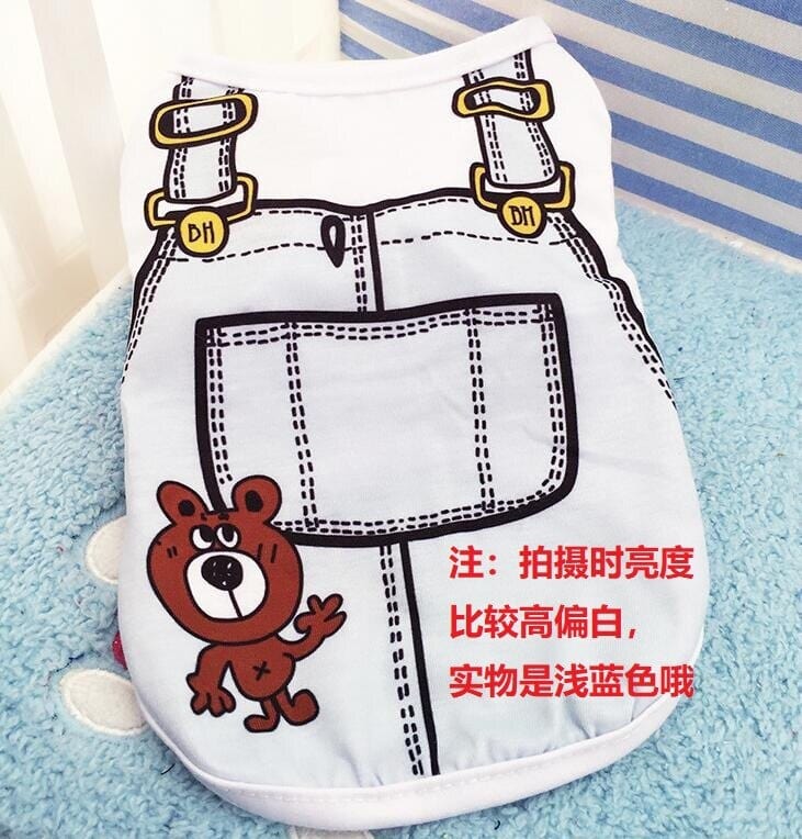 GeckoCustom Vest pet spring and summer vest teddy bear beautiful dog clothes cat clothes Vest mesh breathable pet clothes  puppy clothes white / XS