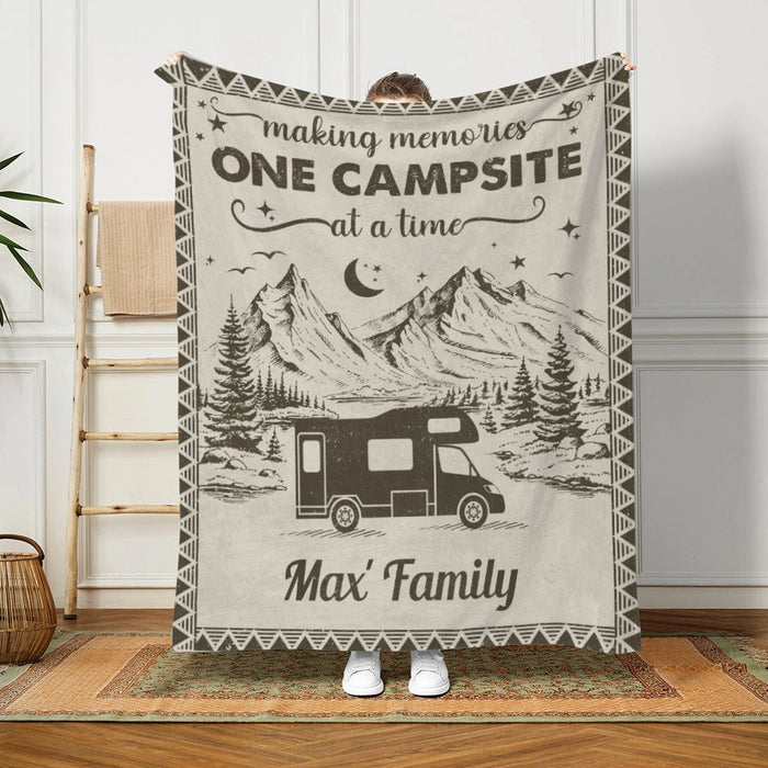 GeckoCustom Vintage Camping Woven Blanket, RV Camping Blanket, Camping Gift HN590