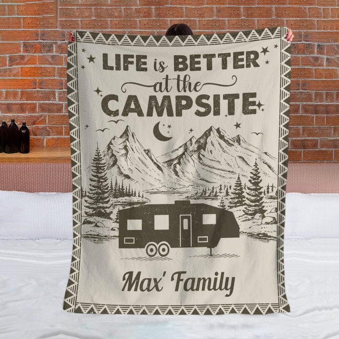 GeckoCustom Vintage Camping Woven Blanket, RV Camping Blanket, Camping Gift HN590