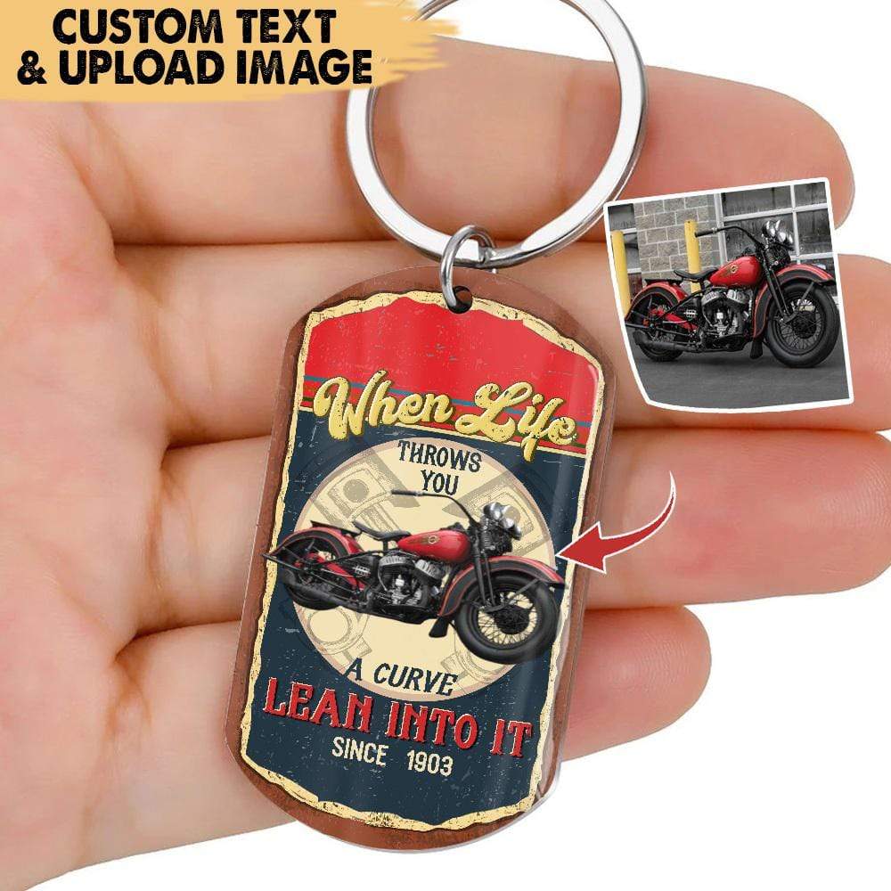 GeckoCustom Vintage Keychain Biker HN590 No Gift box / 1.77" x 1.06"