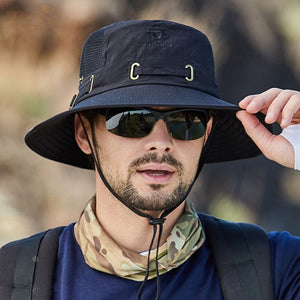GeckoCustom W22 Fisherman Hat Men and Women Mesh Holes Breathable Outdoor Fishing Mountaineering Sun Hat  Casual  Summer New Style