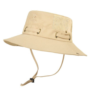 GeckoCustom W22 Fisherman Hat Men and Women Mesh Holes Breathable Outdoor Fishing Mountaineering Sun Hat  Casual  Summer New Style W22-Khaki / M   58-60cm