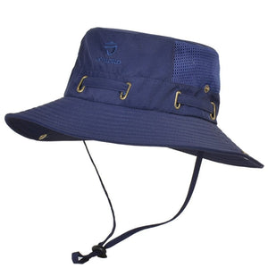 GeckoCustom W22 Fisherman Hat Men and Women Mesh Holes Breathable Outdoor Fishing Mountaineering Sun Hat  Casual  Summer New Style W22-Navy / M   58-60cm
