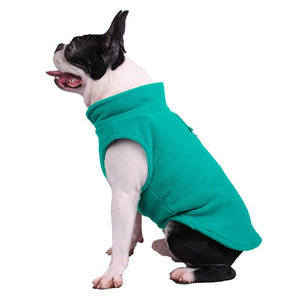 GeckoCustom Warm Fleece Pet Dog Clothes Blank Puppy Sweatshirt Winter Pug Apparel French Bulldog Harness Vest Clothing for Small Dogs light green / S