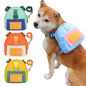 GeckoCustom Waterproof Pet Backpack For Dogs Puppy Bag With Harness Collar Outdoor Travel Dog Snacks Backpack French Bulldog Dog Accessories