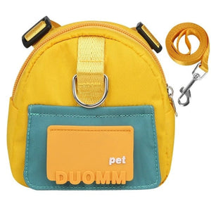 GeckoCustom Waterproof Pet Backpack For Dogs Puppy Bag With Harness Collar Outdoor Travel Dog Snacks Backpack French Bulldog Dog Accessories Yellow / S