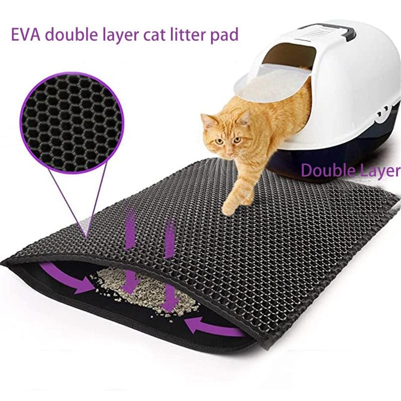 GeckoCustom Waterproof Pet Cat Litter Mat Double Layer Pet Litter Box Mat Non-slip Sand Cat Pad Washable Bed Mat Clean Pad Products