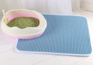 GeckoCustom Waterproof Pet Cat Litter Mat Double Layer Pet Litter Box Mat Non-slip Sand Cat Pad Washable Bed Mat Clean Pad Products Blue / 30X30CM