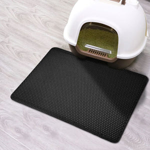 GeckoCustom Waterproof Pet Cat Litter Mat Double Layer Pet Litter Box Mat Non-slip Sand Cat Pad Washable Bed Mat Clean Pad Products Black / 30X30CM