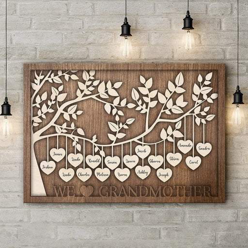 GeckoCustom We Love Grandmother Family Tree Wall Decor Personalized Gift DA199 890234 11 inches (W) x 7 inches (H) x 0.65 inches (D)