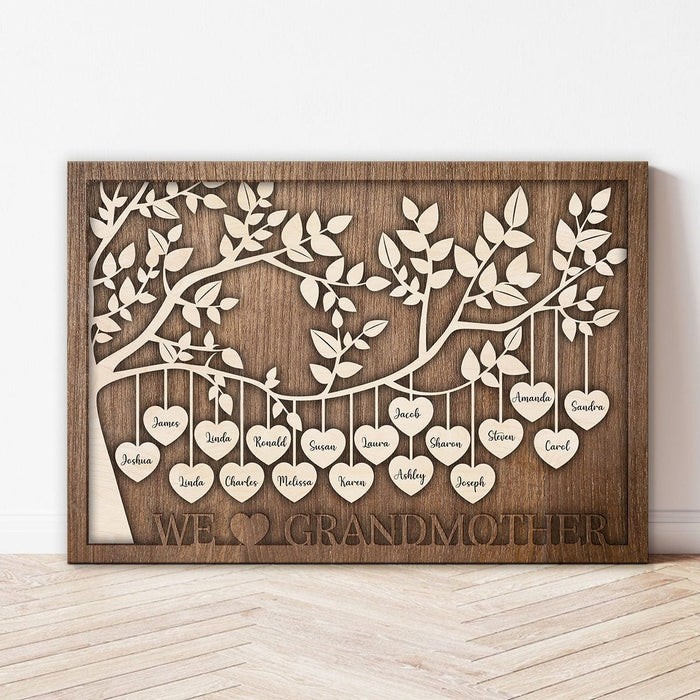GeckoCustom We Love Grandmother Family Tree Wall Decor Personalized Gift DA199 890234 11 inches (W) x 7 inches (H) x 0.65 inches (D)
