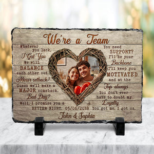 GeckoCustom We're a Team Custom Couple Photo Rectangle Shaped Stone With Stand Romantic Gift HO82 895102