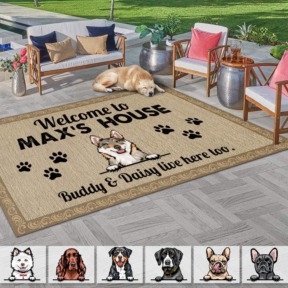 GeckoCustom Welcome Dog's House Dog Patio Mat Personalized Gift NA29 889753 2.5'x4.6' (30x55 inch)