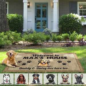 GeckoCustom Welcome Dog's House Dog Patio Mat Personalized Gift NA29 889753