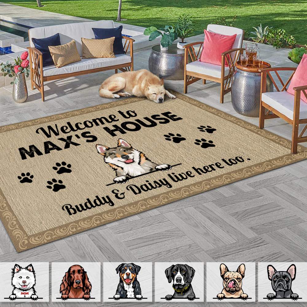 GeckoCustom Welcome Dog's House Dog Patio Rug, Patio Mat HN590 5.5'x8.25' (66x99 inch)