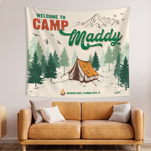 GeckoCustom Welcome To Camp Tapestry Banner Personalized Gift TA29 889809