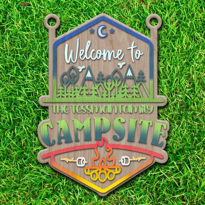 GeckoCustom Welcome To Our Family Campsite Sign Personalized Gift T368 890188