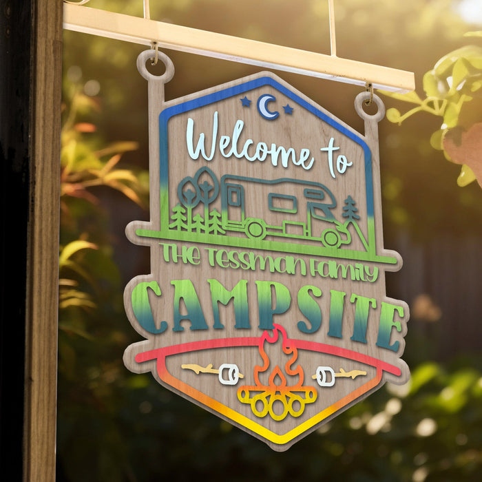 GeckoCustom Welcome To Our Family Campsite Sign Personalized Gift T368 890188