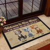 GeckoCustom Welcome To Our Home, The Humans Just Live Here With Us Personalized Doormat Cat Lovers Gift CH07 895242