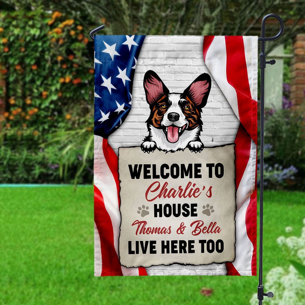 GeckoCustom Welcome To The Dog House Personalized Dog Garden Flag TA29 889475 Without flagpole / 12 x 18 Inch