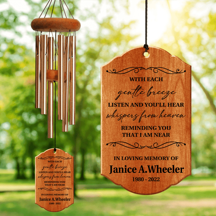 GeckoCustom Whispers From Heaven Memorial Gift Wind Chimes Personalized Gift TA29 890458 Brown / 1 side