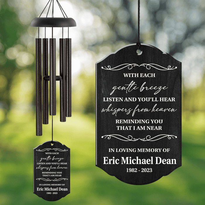 GeckoCustom Whispers From Heaven Memorial Gift Wind Chimes Personalized Gift TA29 890458 Solid Black / 1 side