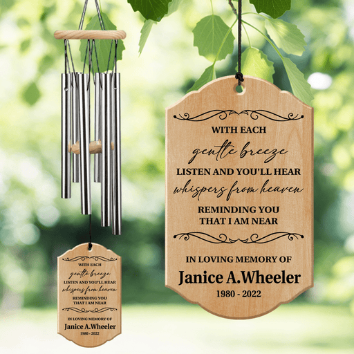 GeckoCustom Whispers From Heaven Memorial Gift Wind Chimes Personalized Gift TA29 890458 Natural / 1 side